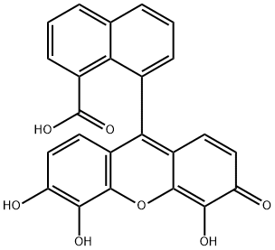 1-Naphthalenecarboxylic acid, 8-(4,5,6-trihydroxy-3-oxo-3H-xanthen-9-yl)- Structure