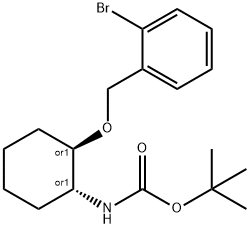 Carbamic acid, N-[(1R,2R)-2-[(2-bromophenyl)methoxy]cyclohexyl]-, 1,1-dimethylethyl ester, rel- Structure