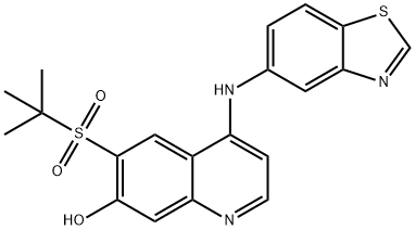 7-Quinolinol, 4-(5-benzothiazolylamino)-6-[(1,1-dimethylethyl)sulfonyl]- Structure