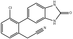 Benzeneacetonitrile, 3-chloro-2-(2,3-dihydro-2-oxo-1H-benzimidazol-5-yl)- Structure