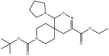 2-Oxa-3,9-diazaspiro[5.5]undec-3-ene-4,9-dicarboxylic acid, 1-(1-pyrrolidinyl)-, 9-(1,1-dimethylethyl) 4-ethyl ester Structure