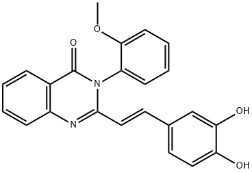 4(3H)-Quinazolinone, 2-[(1E)-2-(3,4-dihydroxyphenyl)ethenyl]-3-(2-methoxyphenyl)- 구조식 이미지