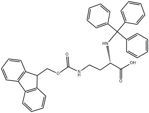 Butanoic acid, 4-[[(9H-fluoren-9-ylmethoxy)carbonyl]amino]-2-[(triphenylmethyl)amino]-, (2S)- Structure