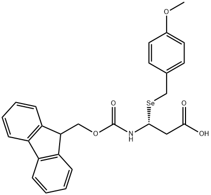 Propanoic acid, 3-[[(9H-fluoren-9-ylmethoxy)carbonyl]amino]-3-[[(4-methoxyphenyl)methyl]seleno]-, (3R)- Structure