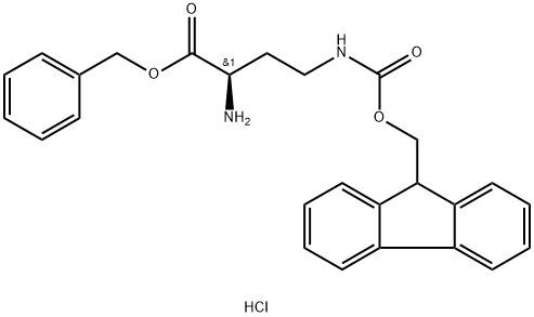 Butanoic acid, 2-amino-4-[[(9H-fluoren-9-ylmethoxy)carbonyl]amino]-, phenylmethyl ester, hydrochloride (1:1), (2R)- Structure