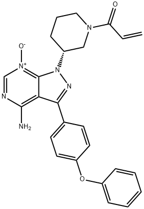2-Propen-1-one, 1-[(3R)-3-[4-amino-7-oxido-3-(4-phenoxyphenyl)-1H-pyrazolo[3,4-d]pyrimidin-1-yl]-1-piperidinyl]- 구조식 이미지