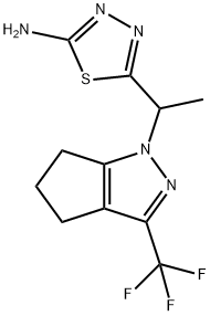 5-{1-[3-(trifluoromethyl)-5,6-dihydrocyclopenta[c]pyrazol-1(4H)-yl]ethyl}-1,3,4-thiadiazol-2-amine 구조식 이미지