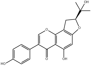 4H-Furo[2,3-h]-1-benzopyran-4-one, 8,9-dihydro-5-hydroxy-8-(1-hydroxy-1-methylethyl)-3-(4-hydroxyphenyl)-, (8S)- Structure