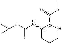 rel-Methyl (2R,3S)-3-((tert-butoxycarbonyl)amino)piperidine-2-carboxylate 구조식 이미지