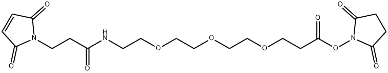 4,7,10-Trioxa-13-azahexadecanoic acid, 16-(2,5-dihydro-2,5-dioxo-1H-pyrrol-1-yl)-14-oxo-, 2,5-dioxo-1-pyrrolidinyl ester Structure