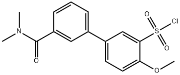 3'-(dimethylcarbamoyl)-4-methoxy-[1,1'-biphenyl]-3-sulfonyl chloride 구조식 이미지