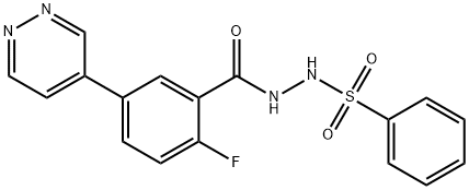Benzoic acid, 2-fluoro-5-(4-pyridazinyl)-, 2-(phenylsulfonyl)hydrazide 구조식 이미지