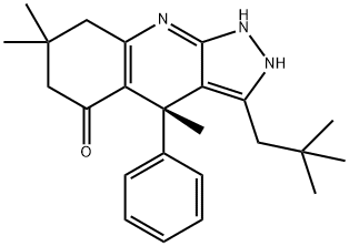 5H-Pyrazolo[3,4-b]quinolin-5-one, 3-(2,2-dimethylpropyl)-1,2,4,6,7,8-hexahydro-4,7,7-trimethyl-4-phenyl-, (4S)- Structure