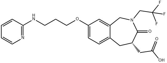 1H-2-Benzazepine-4-acetic acid, 2,3,4,5-tetrahydro-3-oxo-8-[3-(2-pyridinylamino)propoxy]-2-(2,2,2-trifluoroethyl)-, (4S)- Structure