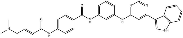 Benzamide, 4-[[(2E)-4-(dimethylamino)-1-oxo-2-buten-1-yl]amino]-N-[3-[[6-(1H-indol-3-yl)-4-pyrimidinyl]amino]phenyl]- Structure