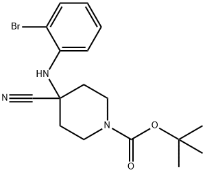 tert-butyl4-((2-bromophenyl)amino)-4-cyanopiperidine-1-carboxylate(WX180097) Structure