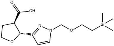 3-Furancarboxylic acid, tetrahydro-2-[1-[[2-(trimethylsilyl)ethoxy]methyl]-1H-pyrazol-3-yl]-, (2R,3R)- 구조식 이미지