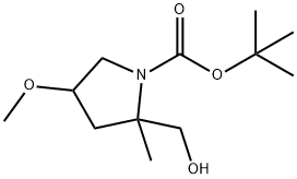 1-Pyrrolidinecarboxylic acid, 2-(hydroxymethyl)-4-methoxy-2-methyl-, 1,1-dimethylethyl ester Structure