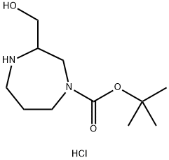 tert-butyl 3-(hydroxymethyl)-1,4-diazepane-1-carboxylate HCl Structure