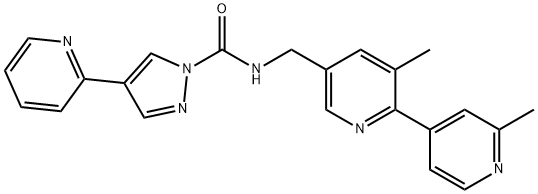 1H-Pyrazole-1-carboxamide, N-[(2',3-dimethyl[2,4'-bipyridin]-5-yl)methyl]-4-(2-pyridinyl)- Structure