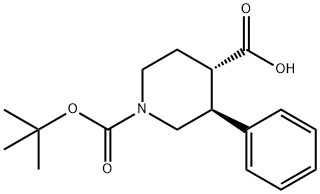 1,4-Piperidinedicarboxylic acid, 3-phenyl-, 1-(1,1-dimethylethyl) ester, (3S,4S)- 구조식 이미지