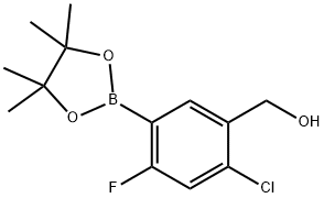 Benzenemethanol, 2-chloro-4-fluoro-5-(4,4,5,5-tetramethyl-1,3,2-dioxaborolan-2-yl)- Structure