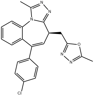 4H-[1,2,4]Triazolo[4,3-a][1]benzazepine, 6-(4-chlorophenyl)-1-methyl-4-[(5-methyl-1,3,4-oxadiazol-2-yl)methyl]-, (4S)- 구조식 이미지