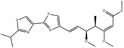 2,6-Heptadienoic acid, 3,5-dimethoxy-4-methyl-7-[2'-(1-methylethyl)[2,4'-bithiazol]-4-yl]-, methyl ester, (2E,4R,5S,6E)- 구조식 이미지