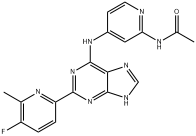 Acetamide, N-[4-[[2-(5-fluoro-6-methyl-2-pyridinyl)-9H-purin-6-yl]amino]-2-pyridinyl]- Structure