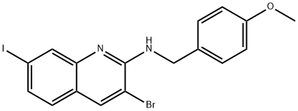 2-Quinolinamine, 3-bromo-7-iodo-N-[(4-methoxyphenyl)methyl]- Structure