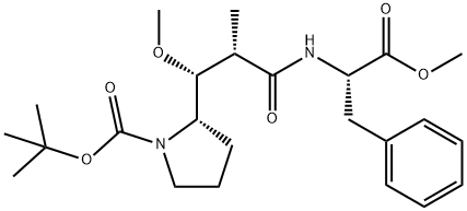 1-Pyrrolidinecarboxylic acid, 2-[(1R,2S)-1-methoxy-3-[[(1S)-2-methoxy-2-oxo-1-(phenylmethyl)ethyl]amino]-2-methyl-3-oxopropyl]-, 1,1-dimethylethyl ester, (2S)- Structure