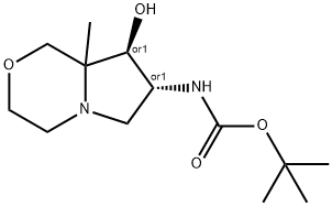 Carbamic acid, N-[(7R,8S)-hexahydro-8-hydroxy-8a-methyl-1H-pyrrolo[2,1-c][1,4]oxazin-7-yl]-, 1,1-dimethylethyl ester, rel- Structure