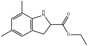 1H-Indole-2-carboxylic acid, 2,3-dihydro-5,7-dimethyl-, ethyl ester Structure