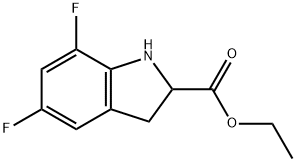 1H-Indole-2-carboxylic acid, 5,7-difluoro-2,3-dihydro-, ethyl ester Structure