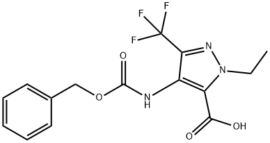 1H-Pyrazole-5-carboxylic acid, 1-ethyl-4-[[(phenylmethoxy)carbonyl]amino]-3-(trifluoromethyl)- Structure