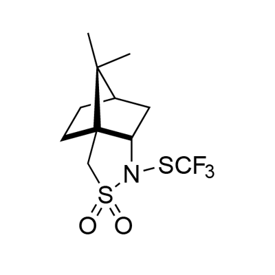 3H-3a,6-Methano-2,1-benzisothiazole, hexahydro-8,8-dimethyl-1-[(trifluoromethyl)thio]-, 2,2-dioxide, (3aS,6R,7aR)- Structure