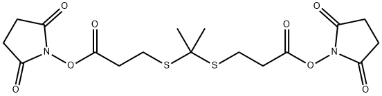 Propanoicacid,3,3'-[(1-methylethylidene)bis(thio)]bis-,1,1'-bis(2,5-dioxo-1-pyrrolidinyl)ester Structure