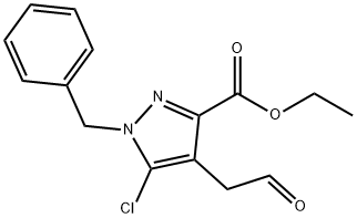 1H-Pyrazole-3-carboxylic acid, 5-chloro-4-(2-oxoethyl)-1-(phenylmethyl)-, ethyl ester Structure