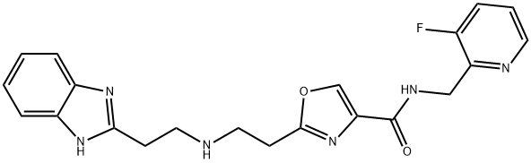 4-Oxazolecarboxamide, 2-[2-[[2-(1H-benzimidazol-2-yl)ethyl]amino]ethyl]-N-[(3-fluoro-2-pyridinyl)methyl]- Structure