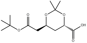 (4S,6R)-6-(2-(tert-butoxy)-2-oxoethyl)-2,2-dimethyl-1,3-dioxane-4-carboxylic acid 구조식 이미지