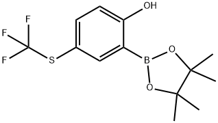 Phenol, 2-(4,4,5,5-tetramethyl-1,3,2-dioxaborolan-2-yl)-4-[(trifluoromethyl)thio]- Structure