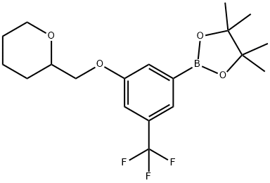 4,4,5,5-Tetramethyl-2-(3-((tetrahydro-2H-pyran-2-yl)methoxy)-5-(trifluoromethyl)phenyl)-1,3,2-dioxab96% 구조식 이미지