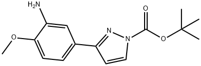 1H-Pyrazole-1-carboxylic acid, 3-(3-amino-4-methoxyphenyl)-, 1,1-dimethylethyl ester Structure