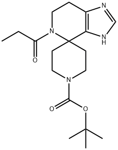 Spiro[4H-imidazo[4,5-c]pyridine-4,4'-piperidine]-1'-carboxylic acid, 3,5,6,7-tetrahydro-5-(1-oxopropyl)-, 1,1-dimethylethyl ester Structure