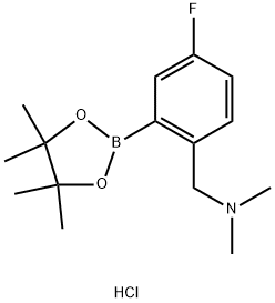 {[4-Fluoro-2-(tetramethyl-1,3,2-dioxaborolan-2-yl)phenyl]methyl}dimethylamine, HCl Structure