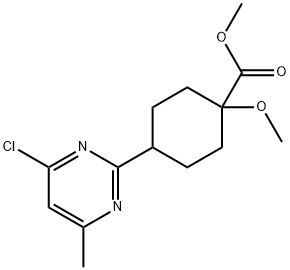 Cyclohexanecarboxylic acid, 4-(4-chloro-6-methyl-2-pyrimidinyl)-1-methoxy-, methyl ester 구조식 이미지