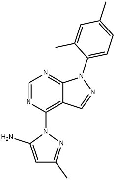 1H-Pyrazol-5-amine, 1-[1-(2,4-dimethylphenyl)-1H-pyrazolo[3,4-d]pyrimidin-4-yl]-3-methyl- Structure