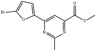 4-Pyrimidinecarboxylic acid, 6-(5-bromo-2-furanyl)-2-methyl-, methyl ester Structure