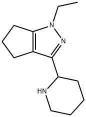 Cyclopentapyrazole, 1-ethyl-1,4,5,6-tetrahydro-3-(2-piperidinyl)- Structure