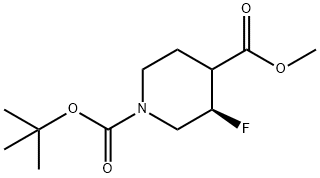 1,4-Piperidinedicarboxylic acid, 3-fluoro-, 1-(1,1-dimethylethyl) 4-methyl ester, (3R)- Structure